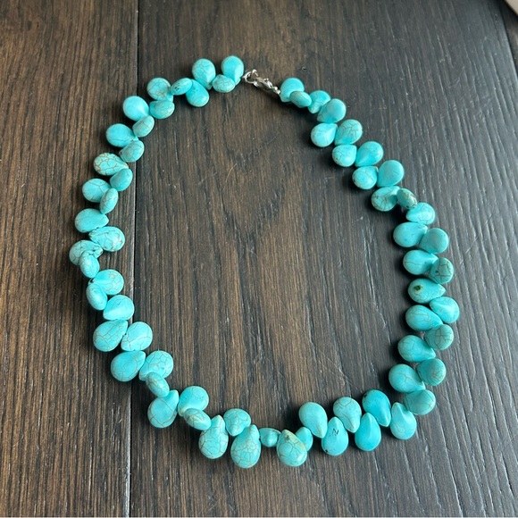 Turquoise Western Boho Teardrop Beaded Statement Necklace - Picture 2 of 9